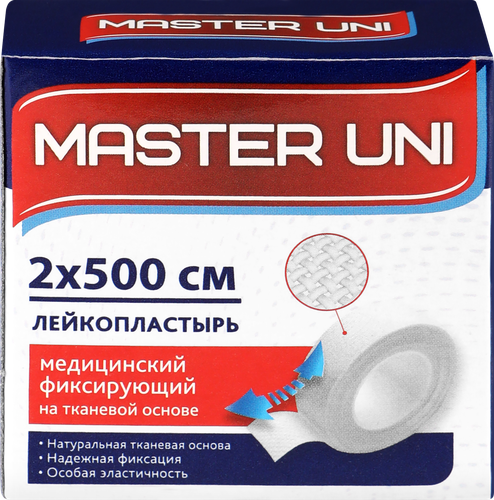 Лейкопластырь MASTER UNI медицинский фиксирующий на тканевой основе, 1шт, фотография