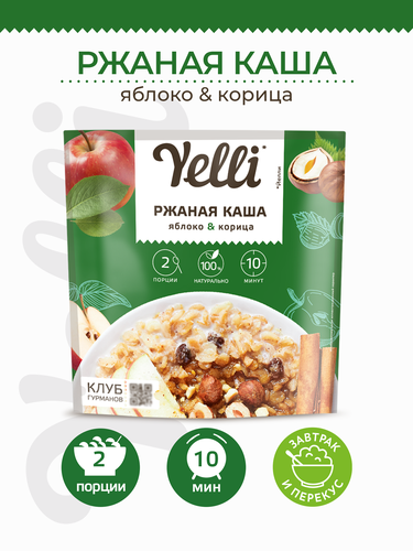 Каша ржаная YELLI Яблоко-корица, 60г, фотография