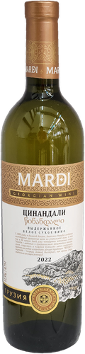 Вино MARDI Цинандали сортовое выдержанное белое сухое, 0.75л