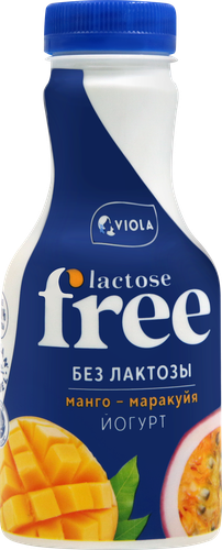 Йогурт питьевой VIOLA Free Манго, маракуйя безлактозный 1,1%, без змж, 270г, вид