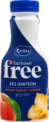 Йогурт питьевой VIOLA Free Белый персик, ваниль безлактозный 1,1%, без змж, 270г, вид