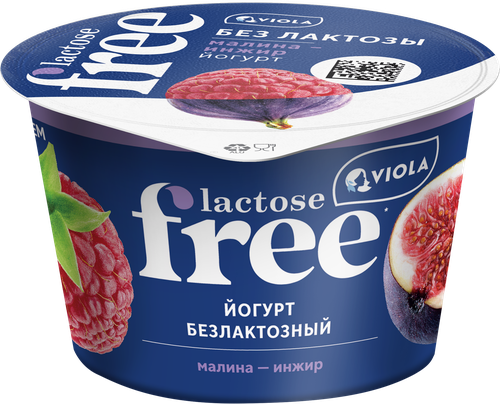 Йогурт VIOLA Free Малина, инжир безлактозный 2,7%, без змж, 180г, фото