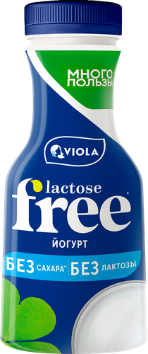 Йогурт питьевой VIOLA Free безлактозный 1,3%, без змж, 270г, крупный план