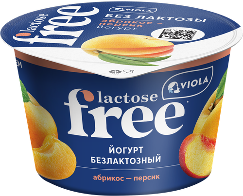 Йогурт VIOLA Free Абрикос, персик безлактозный 2,7%, без змж, 180г, фото