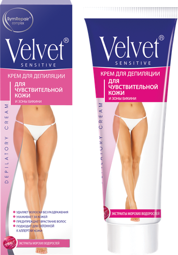 Крем для депиляции VELVET для чувствительной кожи и зоны бикини, 100мл, картинка