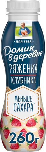 Ряженка ДОМИК В ДЕРЕВНЕ Клубника 2,1% без змж, 260г, изображение