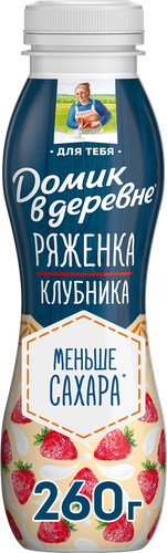 Ряженка ДОМИК В ДЕРЕВНЕ Клубника 2,1% без змж, 260г, фотография