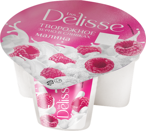 Творожное зерно в сливках DELISSE Малина 5%, без змж, 130г, фото