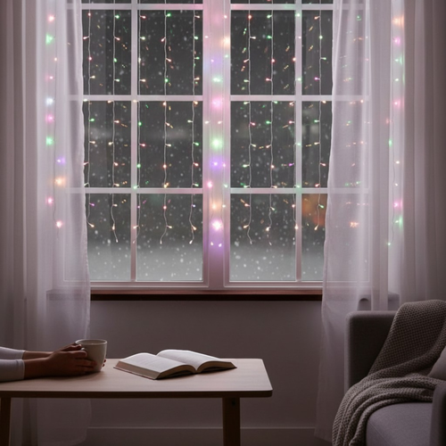 Гирлянда электрическая светодиодная HOMECLUB Занавес 400LED 2,5х3м мультиколор, 8 режимов, IP44, Арт. 19-231228, изображение