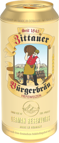 Пиво светлое ZITTAUER Burgerbrau Hefeweizen пшеничное нефильтрованное пастеризованное осветленное 5,2%, 0.5л, детальное фото