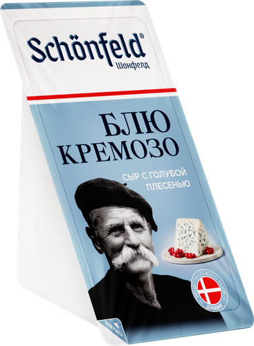 Сыр SCHONFELD Blue Cremoso с благородной голубой плесенью 50%, без змж, 100г, вид