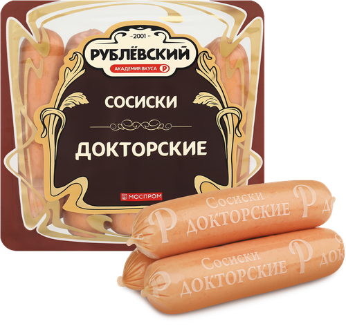 Сосиски РУБЛЁВСКИЙ Докторские, категория В, 430г, вид