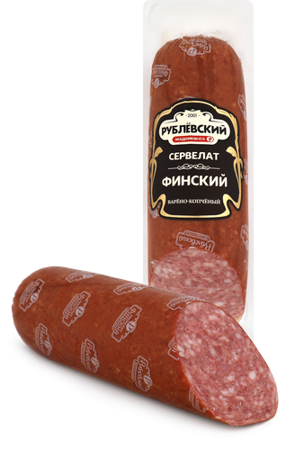 Колбаса варено-копченая РУБЛЁВСКИЙ Сервелат Финский, категория Б, 300г, вид