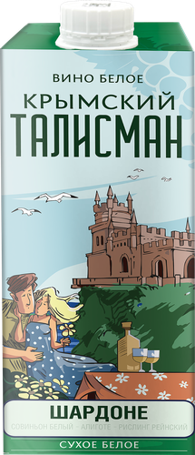Вино КРЫМСКИЙ ТАЛИСМАН ординарное белое сухое, 1л, картинка
