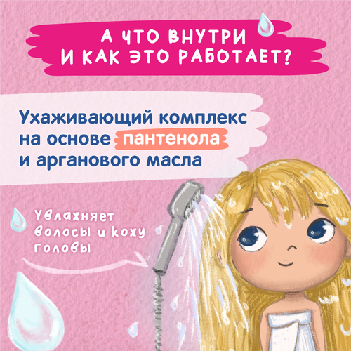Шампунь-бальзам для девочек МОЕ СОЛНЫШКО с пантенолом и аргановым маслом 3+, 400мл, вид