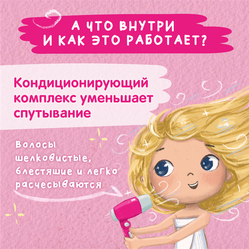 Шампунь-бальзам для девочек МОЕ СОЛНЫШКО с пантенолом и аргановым маслом 3+, 400мл, картинка