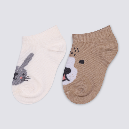 Носки детские LITTLE TIMES короткие с рисунком зайчик и медвежонок, Арт. СП1611, 2пары, вид