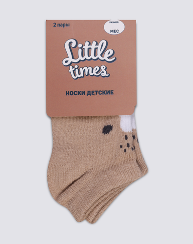 Носки детские LITTLE TIMES короткие с рисунком зайчик и медвежонок, Арт. СП1611, 2пары, крупный план