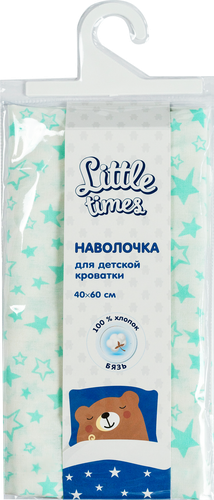 Наволочка для детской кроватки LITTLE TIMES 40х60см, бязь, вид