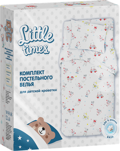 Комплект постельного белья детский LITTLE TIMES для детской кроватки, бязь, картинка