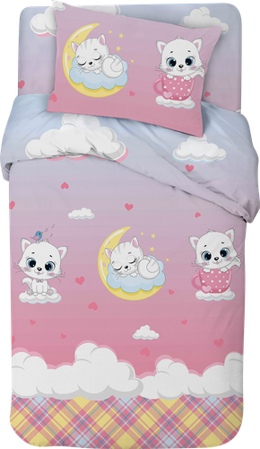 Комплект постельного белья детский LITTLE TIMES для детской кроватки, поплин, панно, картинка
