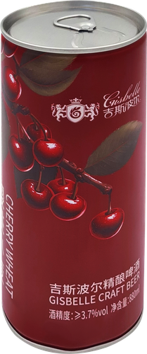 Напиток пивной GISBELLE CRAFT CHERRY WHEATE BEER со вкусом вишни пшеничный нефильтрованный пастеризованный 3,7%, 0.88л, картинка