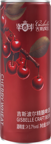 Напиток пивной GISBELLE CRAFT CHERRY WHEATE BEER со вкусом вишни пшеничный нефильтрованный пастеризованный 3,7%, 0.88л