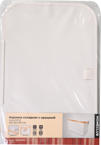 Корзина HOMECLUB складная с крышкой, 45x30x30см, Арт. 20130116, картинка