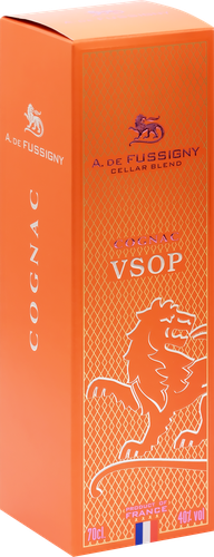 Коньяк DE FUSSIGNY Cellar blend VSOP ординарный 4 года 40%, п/у, 0.7л, крупный план