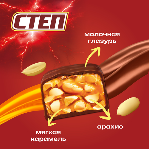 Конфеты СТЕП Золотой Степ глазированные, 174г, крупный план
