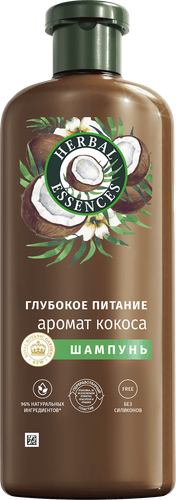 Шампунь для волос HERBAL ESSENCES Глубокое питание и увлажнение Кокос, 350мл, крупный план