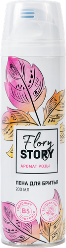 Пена для бритья женская FLORY STORY с экстрактом розы и пантенолом, 200мл, картинка