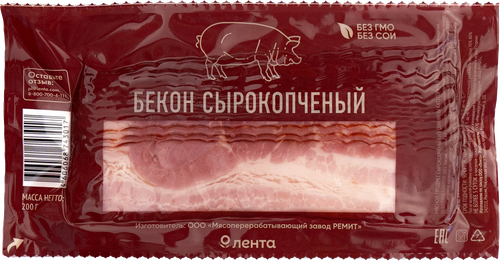 Бекон сырокопченый ЛЕНТА нарезка, 200г, детальное фото