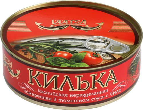 Килька Каспийская LAATSA обжаренная в остром томатном соусе с чили, 240г, фотография