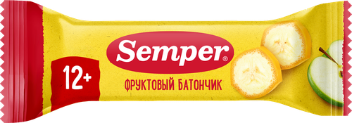 Батончик фруктовый SEMPER Яблоко и банан, с 12 месяцев, 15г, детальное фото