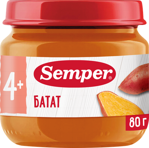 Пюре овощное SEMPER Батат, с 4 месяцев, 80г, картинка