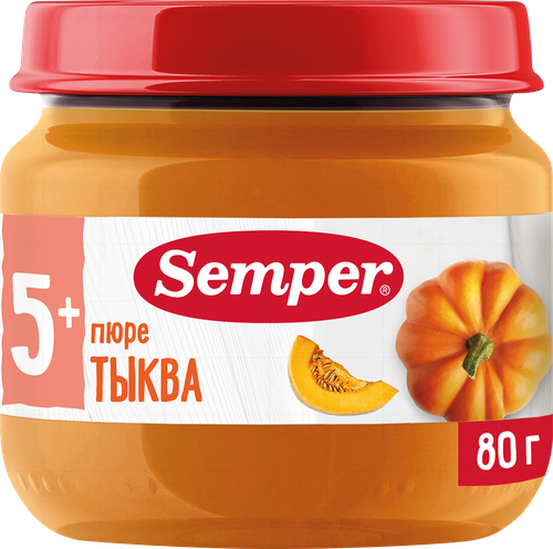 Пюре овощное SEMPER Тыква, с 5 месяцев, 80г, изображение