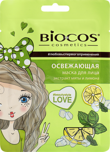 Маска тканевая BIOCOS Освежающая, 32,5г, фотография