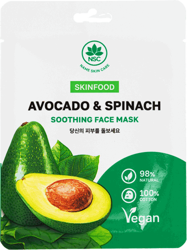 Маска тканевая NAME SKIN CARE Skinfood Авокадо и шпинат, 22г, изображение