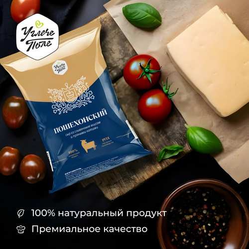 Сыр УГЛЕЧЕ ПОЛЕ Пошехонский 45%, без змж, 200г, изображение
