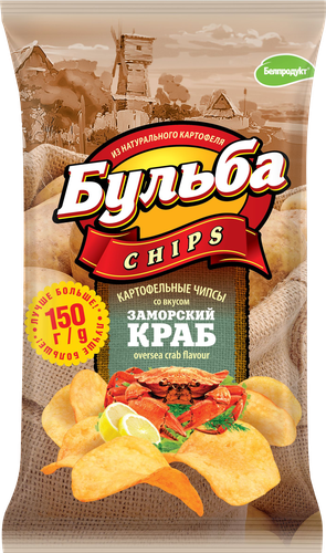 Чипсы картофельные БУЛЬБА CHIPS со вкусом заморского краба, 150г, картинка