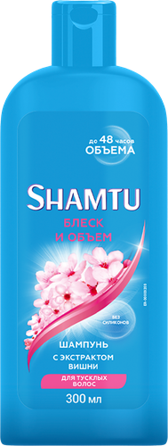 Шампунь для волос SHAMTU Блеск и объем c экстрактом вишни, 300мл, детальное фото