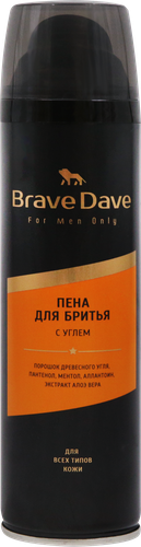 Пена для бритья BRAVE DAVE с углем, 200мл, крупный план