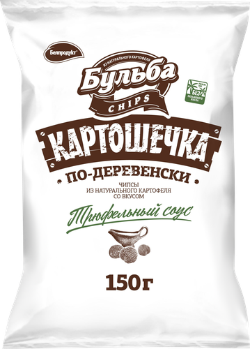 Чипсы картофельные БУЛЬБА CHIPS Картошечка по-деревенски, со вкусом трюфельного соуса, 150г, фотография