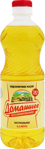 Масло подсолнечное ДОМАШНЕЕ нерафинированное, 500мл, фотография