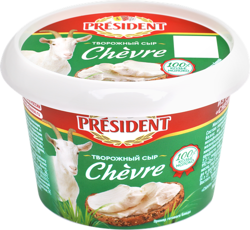 Сыр творожный PRESIDENT Chevre из козьего молока 65%, без змж, 140г, крупный план