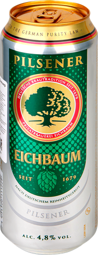 Пиво светлое EICHBAUM Pilsener фильтрованное пастеризованное 4,8%, 0.5л, фотография