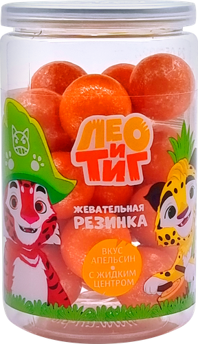 Жевательная резинка ЛЕО И ТИГ в форме шарика с жидким центром со