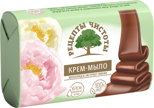 Крем-мыло туалетное РЕЦЕПТЫ ЧИСТОТЫ Шоколад и экстракт пиона, 100г, фотография