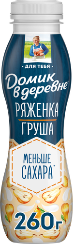 Ряженка ДОМИК В ДЕРЕВНЕ Груша 2,1%, без змж, 260г, крупный план